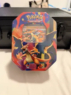 Sealed Pokemon TCG: Mega Charizard Y Ex Tin English In Hand 4 Boosters And Promo - Image 1