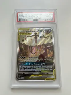 Pokemon 2020 SM Black Star Espeon & Deoxys GX SM240 TAG TEAM Promo Foil PSA 8 - Image 1