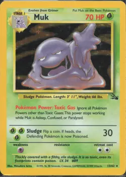 Pokemon TCG - Muk 13/62 Holo Rare Fossil - 698 - Image 1