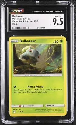 Pokemon Bulbasaur 2019 Detective Pikachu 1/18 Holo CGC 9.5 - Image 1