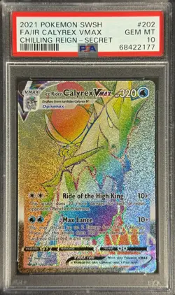 POKEMON IR CALYREX VMAX 2021 SWORD & SHIELD CHILLING REIGN-SECRET #202 FA PSA 10 - Image 1