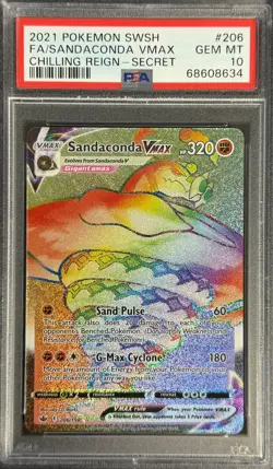 POKEMON SANDACONDA VMAX 2021 SWORD & SHIELD CHILLING REIGN-SECRET #206 FA PSA 10 - Image 1