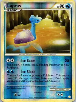 Pokemon TCG Lapras Rare Reverse Holo HeartGold SoulSilver 24/123 MP - Image 1