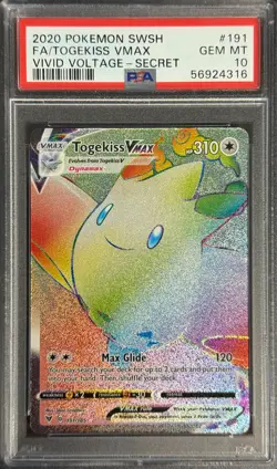 POKEMON TOGEKISS VMAX 2020 SWORD & SHIELD VIVID VOLTAGE-SECRET #191 FA PSA 10 - Image 1