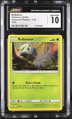 Pokemon Bulbasaur 2019 Detective Pikachu 1/18 Holo CGC 10 - Image 1