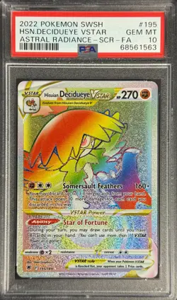 POKEMON HSN.DECIDUEYE VSTAR (2022) SWSH ASTRAL RADIANCE SCR FA #195 PSA 10 - Image 1