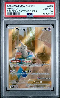 Mimikyu Paldean Fates Pokemon Center Stamp Promo 075 - SVP EN - PSA 10 - Image 1