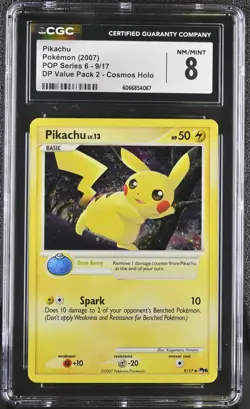 CGC 8 Pikachu 2007 POP Series 6 9/17 Cosmos Holo Pokemon Card - Image 1