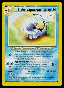 Pokemon Card - Light Vaporeon Neo Destiny 52/105 Uncommon Non Holo - Image 1
