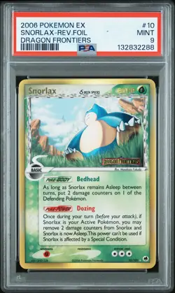PSA 9 MINT Snorlax Dragon Frontiers 10/101 Reverse Holo STAMPED Pokemon Card - Image 1