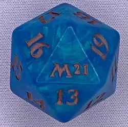 Magic MTG - Spindown/D20/Life Counter - MAGIC 2021 CORE SET (M21) OVERSIZED BLUE - Image 1