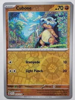 REVERSE HOLO Cubone 076/159 NM / M - Journey Together Pokemon Card - Image 1