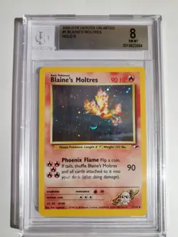 Blaine's Moltres HOLO R 2000 Pokemon Gym Heroes Unlimited #1 BGS 8.0 NM-MT - Image 1