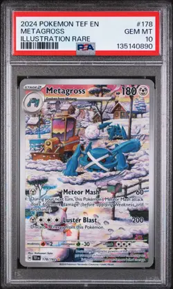2024 POKEMON TEF EN-TEMPORAL FORCES ILLUSTRATION RARE #178 METAGROSS PSA 10 - Image 1