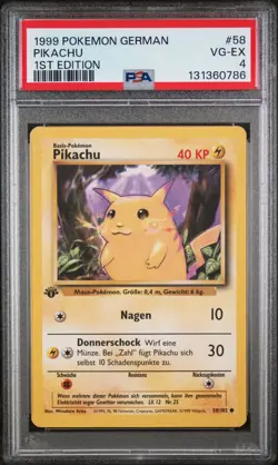 1999 POKEMON GERMAN 1ST ED #58 PIKACHU PSA 4 - Image 1