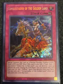 Yugioh Conquistador of the Golden Land SESL-EN034 Secret Rare 1st Edition NM - Image 1