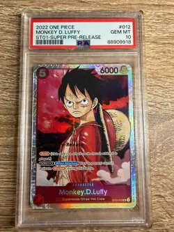 One Piece Monkey D. Luffy Super Pre-Release Psa 10 St01-012 - Image 1