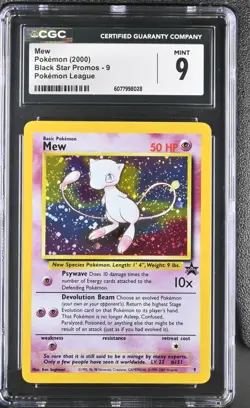 Mew Black Star Promo 9 Holo CGC 9 Pokemon Card Graded Newly Graded Clean Slab! - Image 1