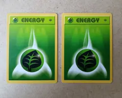 Pokemon TCG Grass Energy 99/102 1st Edition 2x Card Lot LP to MP Condition - Image 1