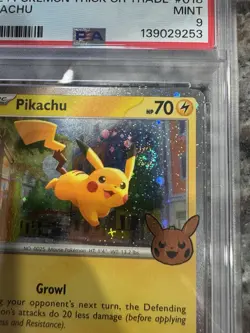 PIKACHU TWO GRADED CARDS TOTAL 2024 TRICK OR TRADE #018 HOLO SWIRL BOTH PSA 9 - Image 5
