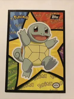 Squirtle - Sticker Card - Topps Black Logo- Pokemon The First Movie - Image 1