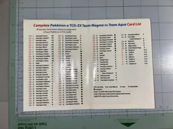 Pokemon TCG EX Team Magma vs Team Aqua Card List Insert 2004 Checklist Promo - Image 3