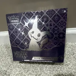 Pokemon TCG Scarlet & Violet Paldean Fates Elite Trainer Box Mimikyu Booster - Image 1