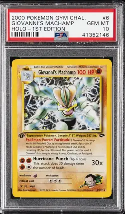 2000 POKEMON GYM CHALLENGE HOLO-1ST EDITION #6 GIOVANNI'S MACHAMP PSA 10 - Image 1