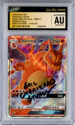 CGC Authentic Auto 10 Signed Eric Stuart Pokemon TCG Charizard GX SM211 Sm Holo - Image 1