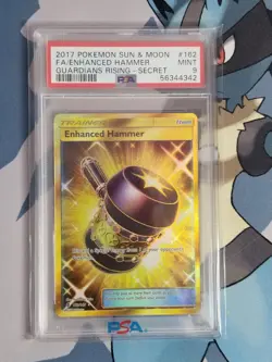 Pokemon Sun & Moon Guardians Rising Enhanced Hammer 162 Secret Rare Gold PSA 9 - Image 1