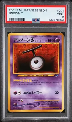 2001 POKEMON JPN NEO 4 #201 UNOWN T PSA 9 - Image 1