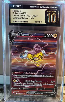 2023 POKEMON CROWN ZENITH GALARIAN GALLERY - HOLO #GG41 RAIKOU V CGC 10 PRISTINE - Image 1