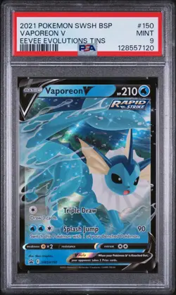 2021 Pokemon Sword & Shield Vaporeon V SWSH150 Promo PSA 9 - Image 3