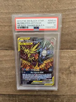 PSA 10 MOLTRES & ZAPDOS & ARTICUNO GX SM210 BLACK STAR PROMO ETB POKEMON - Image 3