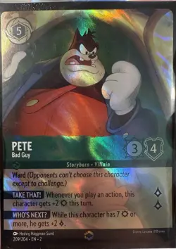Disney Lorcana Pete Bad Guy Enchanted Rise of Floodborn Card 209/204 - Image 1