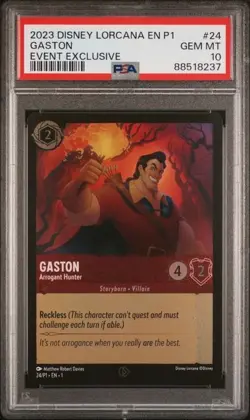 2023 DISNEY LORCANA EN P1-PROMO #24 GASTON EVENT EXCLUSIVE PSA 10 - Image 1