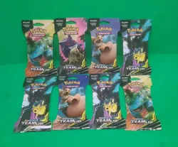 Pokemon Tag Team Team Up EMPTY Sleeved Booster Pack Art Set NO CARDS X8 - Image 1