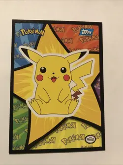 1999 Topps Pokemon Pikachu First Movie Sticker Puzzle Card Rare Blue Logo - Image 1