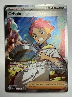 Pokemon TCG Crispin 164/142 Ultra Card SV-07 Stellar Crown Rare Full Art Trainer - Image 1