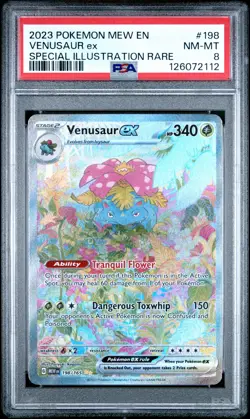 2023 POKEMON MEW EN-151 SPECIAL ILLUSTRATION RARE #198 VENUSAUR EX PSA 8 - Image 1