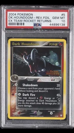 2004 POKEMON EX TEAM ROCKET RETURNS #5 DARK HOUNDOOM-REVERSE FOIL PSA 10 - Image 1