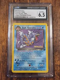 CGC Graded 6.5 EX/NM+ Dark Gyarados Pokemon 1999 Team Rocket - 8/82 League Promo - Image 1