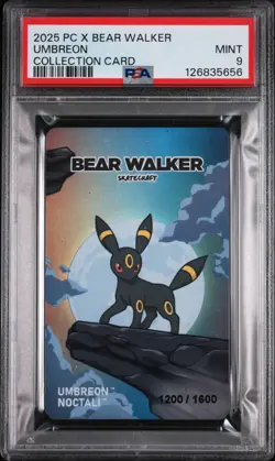 Umbreon Pokemon Center X Bear Walker Skateboard Card Serialized 1200/1600 PSA 9 - Image 1
