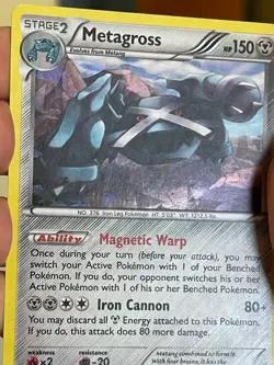 POKEMON METAGROSS 49/98 RARE CRACKED ICE HOLOFOIL ANCIENT ORIGINS LP CARD - Image 3