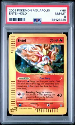 Pokemon Entei Aquapolis Holo Rare H8/H32 PSA 8 - Image 2
