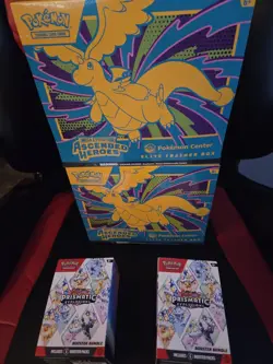 Pokemon 2x Ascended Heroes Pokemon Center ETB & 2x Prismatic Evolution Bundles - Image 1