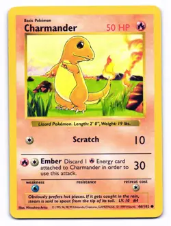 Charmander 46/102 Common Base Set Pokemon Shadowless LP - Image 1