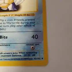 Pokemon TCG Wartortle Base Set Shadowless Uncommon 1999 Regular Lp - Image 4