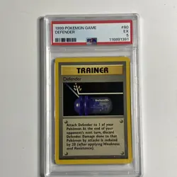 1999 POKEMON BASE SET UNLIMITED #80 DEFENDER EX PSA 5 - Image 1