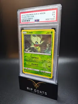 2019 Pokemon Celebi Reverse Holo 4/236 Sun & Moon Unified Minds Graded PSA 5 EX - Image 1